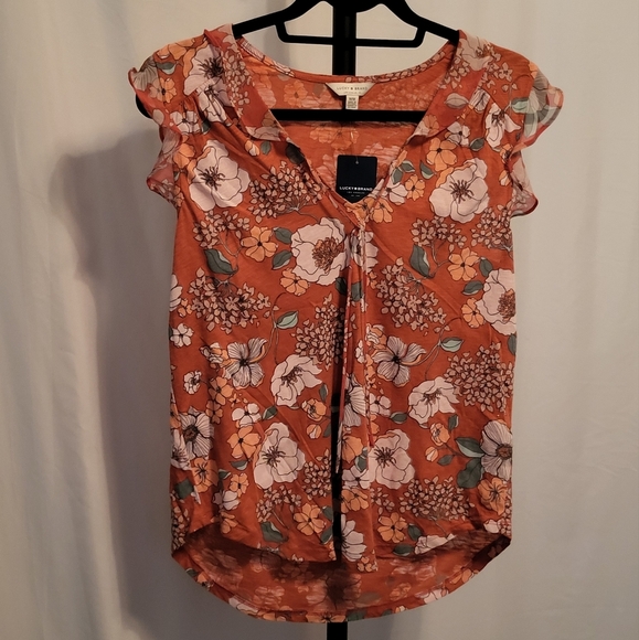 Lucky Brand Tops - Lucky Brand Orange Floral Women's Top, Size Medium NWT